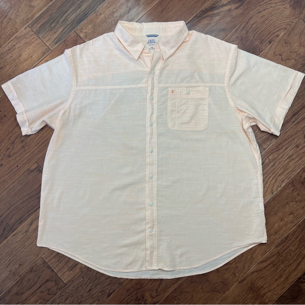 Izod Saltwater Light Peach Casual Button Down Shirt